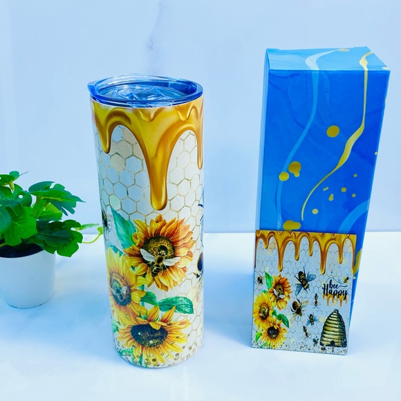 Bee Sunflower Tumbler, Bee Happy Tumbler, Queen Bee Tumbler, Bee Gifts for Woman - Picture 3 of 6